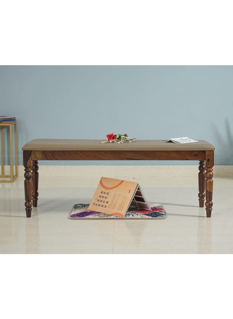 WOODEFLY WOODEFLY Wooden 3 Seater Bench for Living Room 3 Seater Dining Bench for Dining Table Adjustable Cushion Bench for Study Sheesham Wooden Bench for Drawing Room in Teak Finish  - Image 1
