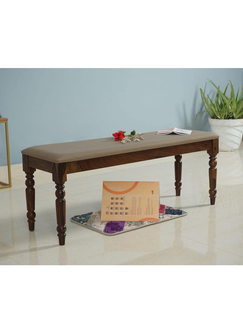 WOODEFLY WOODEFLY Wooden 3 Seater Bench for Living Room 3 Seater Dining Bench for Dining Table Adjustable Cushion Bench for Study Sheesham Wooden Bench for Drawing Room in Teak Finish  - Image 3