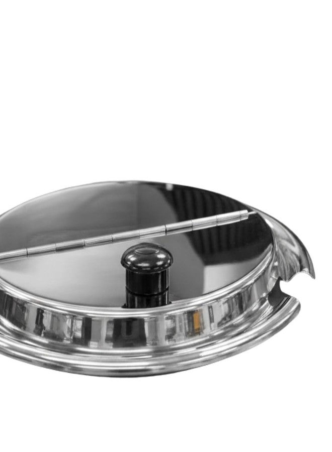 TrueCraftware- 25 cm Hinged Stainless Steel Inset Cover Fits 7 qt Inset Pan with Plastic knob and Notched for ladle- for Soup Warmer and Soup Chafer for Catering Buffet Parties Banquets Commercial Use - Image 5