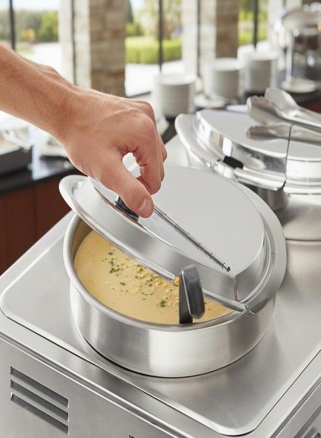 TrueCraftware- 25 cm Hinged Stainless Steel Inset Cover Fits 7 qt Inset Pan with Plastic knob and Notched for ladle- for Soup Warmer and Soup Chafer for Catering Buffet Parties Banquets Commercial Use - Image 2