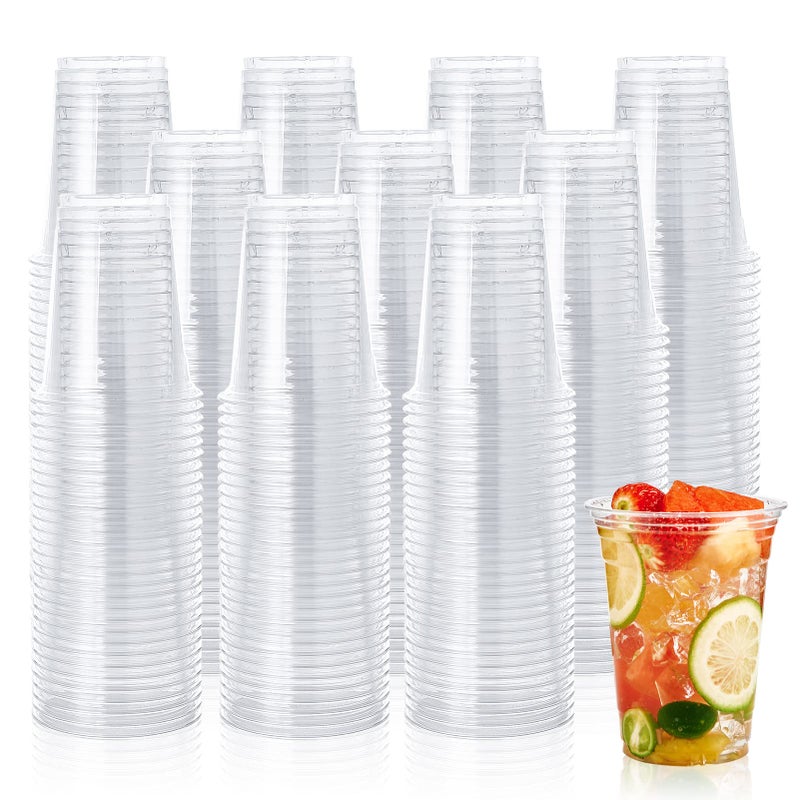Lilymicky Lilymicky 1000 Pack 12 oz Clear Plastic Cups PET Disposable Drinking Cups Crystal Clear Perfect for Ice Coffee Smoothie Soda or Any Cold Drinks 