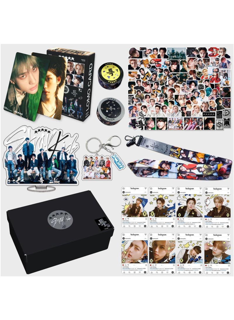 EHOME Stray Kids 5-Star Gift Box With Lomo Cards, Acrylic Stand, Hand Account Tape, Keychain, Lanyard, Stickers, Photo Card  - Image 1