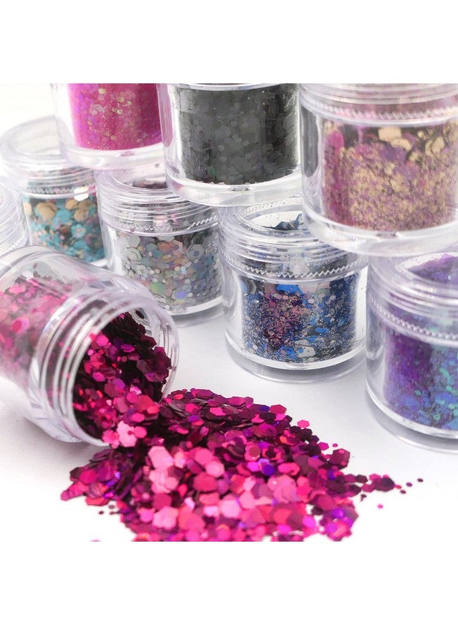 LifexTol 9 Colors Chunky Glitter Sequins 90G Size Mixed Resin Hexagons Crafts Fine Glitter Iridescent Diy Nail Sequins For Face Body Makeup Resin Accessories(Mixed Colorb) - Image 4