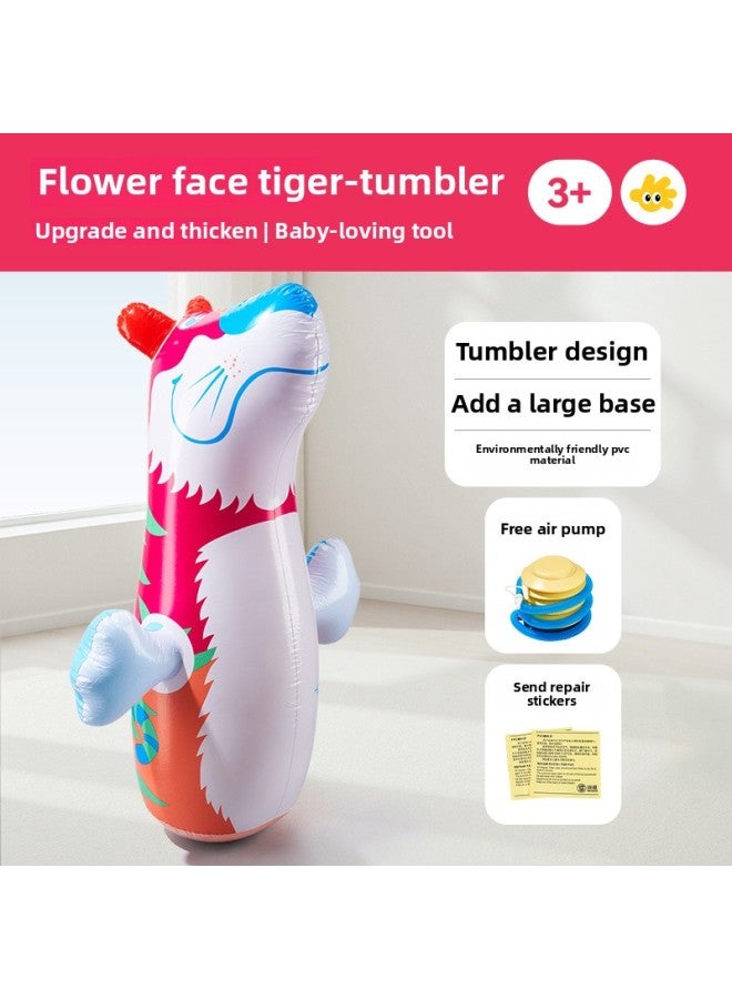 Inflatable Tumbler Toy Baby Baby Indoor Early Education Educational Children Boxing Sandbag Dinosaur Large Bite-Color:Painted Face Tiger [upgraded And Thickened] Comes With Air Pump + Repair Subsidy - Image 1