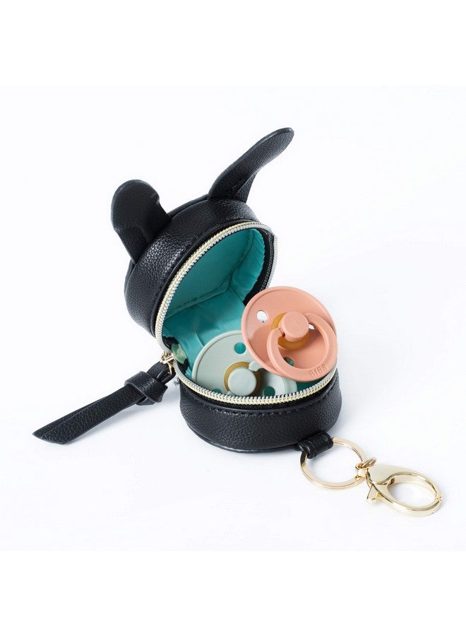 MOMINSIDE Pacifier Case Holder With Clip, Pacifier Charm Pod Cute Rabbit Bag Charm Purse Charm Clasp to Easily Attach to Diaper Bags or Purse, Holds 2 Pacifiers, Black - Image 4