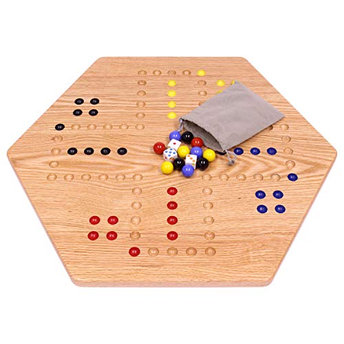 AmishToyBox.com مجموعة لوحة لعبة واهو من AmishToyBox.com - 20" عرض - خشب بلوط صلب - مزدوجة الجوانب - مع كرات كبيرة 18 مم ونرد متضمنة - Image 4