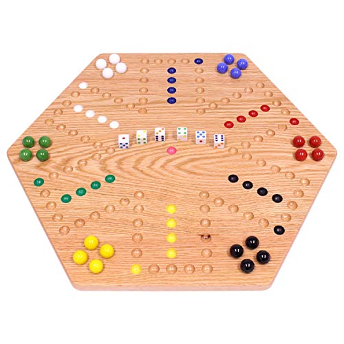 AmishToyBox.com مجموعة لوحة لعبة واهو من AmishToyBox.com - 20" عرض - خشب بلوط صلب - مزدوجة الجوانب - مع كرات كبيرة 18 مم ونرد متضمنة - Image 5