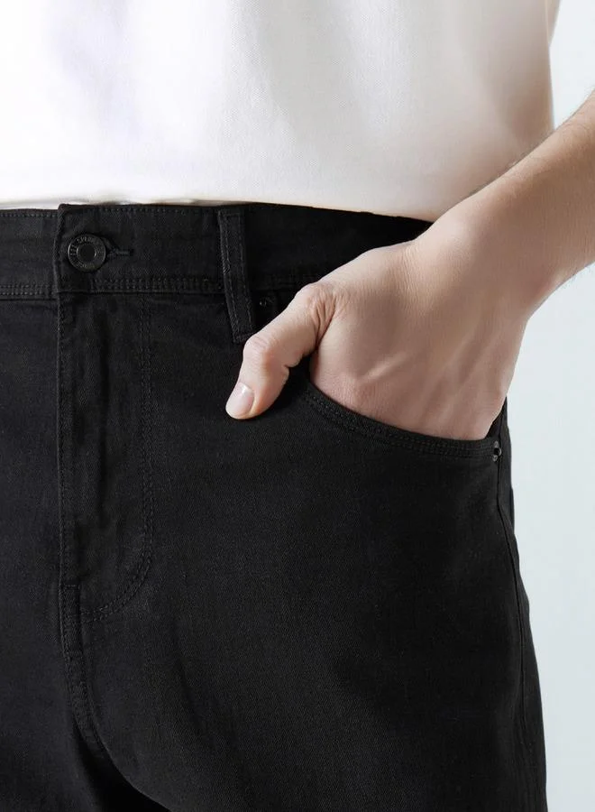 Splash FAV BLACK Tapered Fit Jeans with Pockets for Men | Best Price UAE