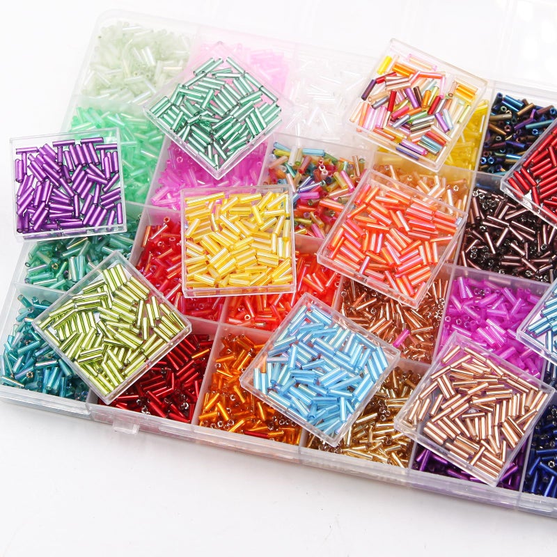 JOJOPLAY Tube Seed Beads 7mm Crafts Glass Bugle Beads with for Jewelry Making Embroidery Decoration (28 Colors, 8400pcs) - Image 5