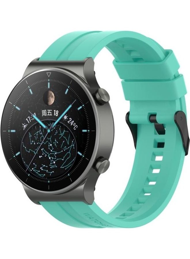NIBEMINENT Silicone Replacement Strap Watchband with Black Steel Buckle For Huawei Watch GT 2 Pro Blue  - Image 4
