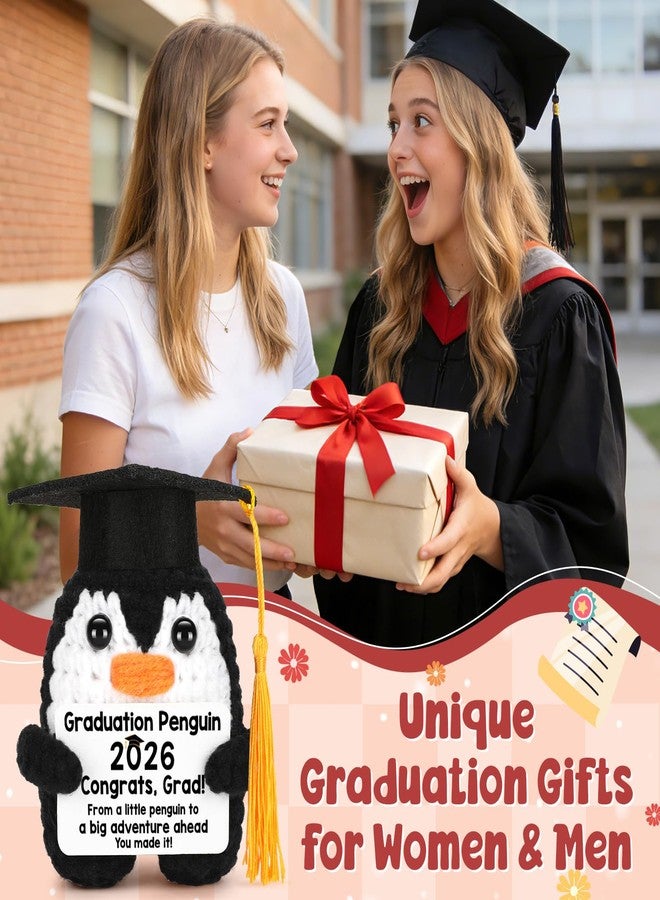 CryCarrot 2026 Graduation Gifts, Funny Handmade Crochet Penguin Class of 2026 Graduation Gifts for Women Men Her Him, College Middle High School Graduation Inspirational Grad Gift Small Cute Decor - Image 5