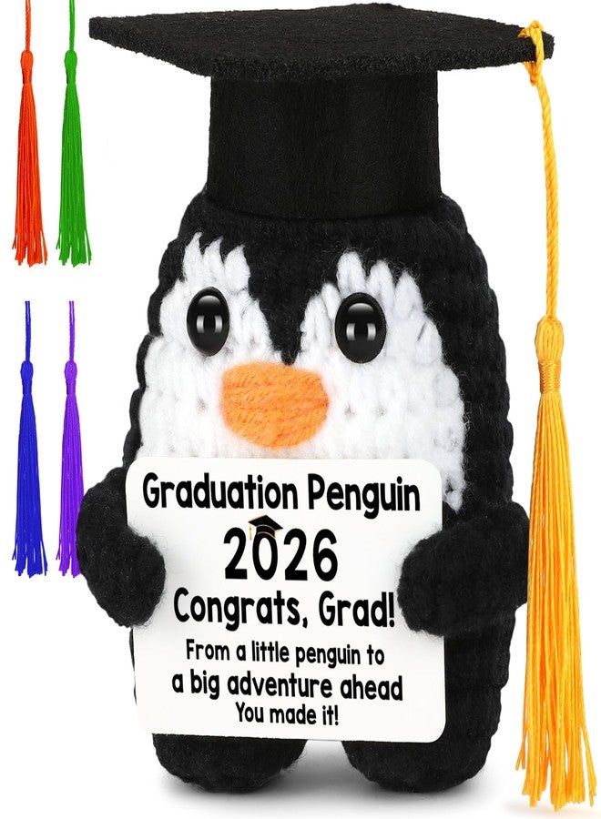 CryCarrot 2026 Graduation Gifts, Funny Handmade Crochet Penguin Class of 2026 Graduation Gifts for Women Men Her Him, College Middle High School Graduation Inspirational Grad Gift Small Cute Decor - Image 1