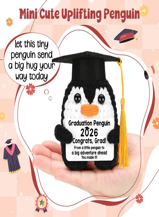 CryCarrot 2026 Graduation Gifts, Funny Handmade Crochet Penguin Class of 2026 Graduation Gifts for Women Men Her Him, College Middle High School Graduation Inspirational Grad Gift Small Cute Decor - Image 2
