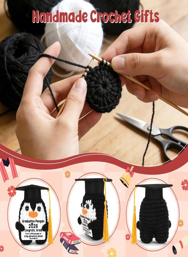 CryCarrot 2026 Graduation Gifts, Funny Handmade Crochet Penguin Class of 2026 Graduation Gifts for Women Men Her Him, College Middle High School Graduation Inspirational Grad Gift Small Cute Decor - Image 3