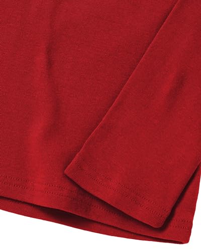 GIVON Men’s Slim Fit V-Neck Long Sleeve T-Shirt – 100% Cotton Ribbed Knit – Midweight Base Layer or Standalone Top / DCP053-RED-XXL - Image 5
