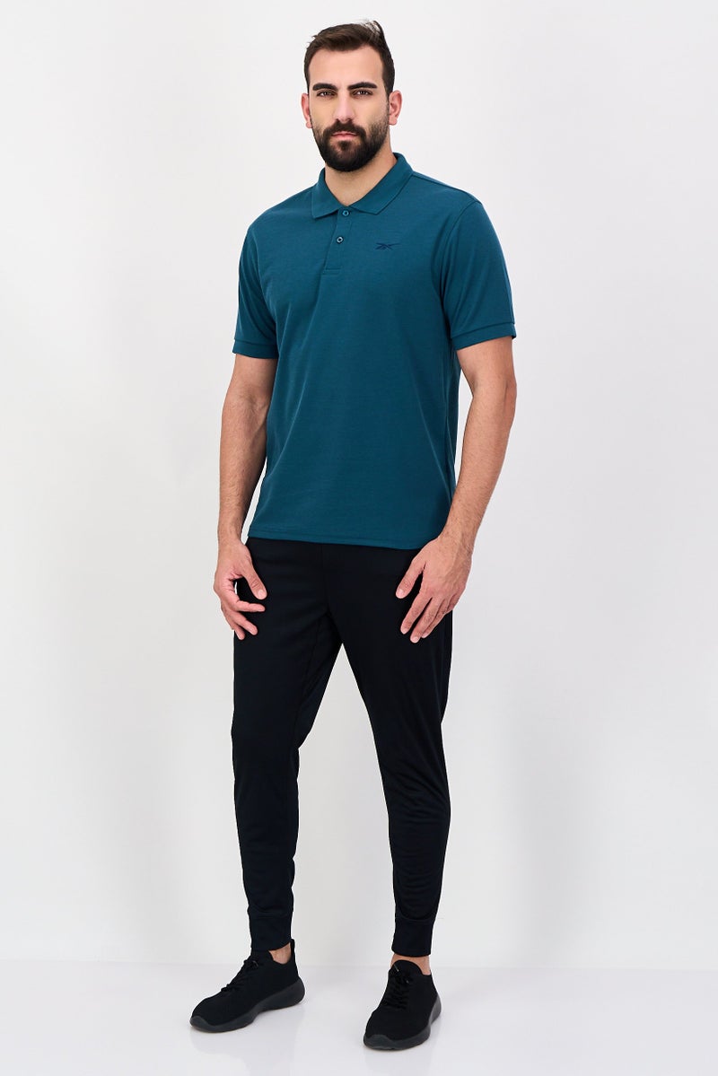 Reebok قميص بولو رياضي للرجال بأكمام قصيرة، خارجي، أخضر - Image 4