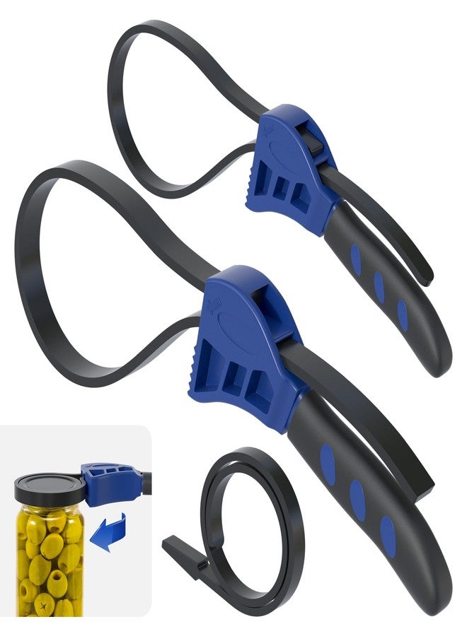 XDENGP Strap Wrench Set, 2pcs Adjustable Rubber Strap Wrench, Oil Filter Strap Wrench, Max Diameter 4" and 6" with Rubber Belt, Jar Opener for Weak Hands - Image 1