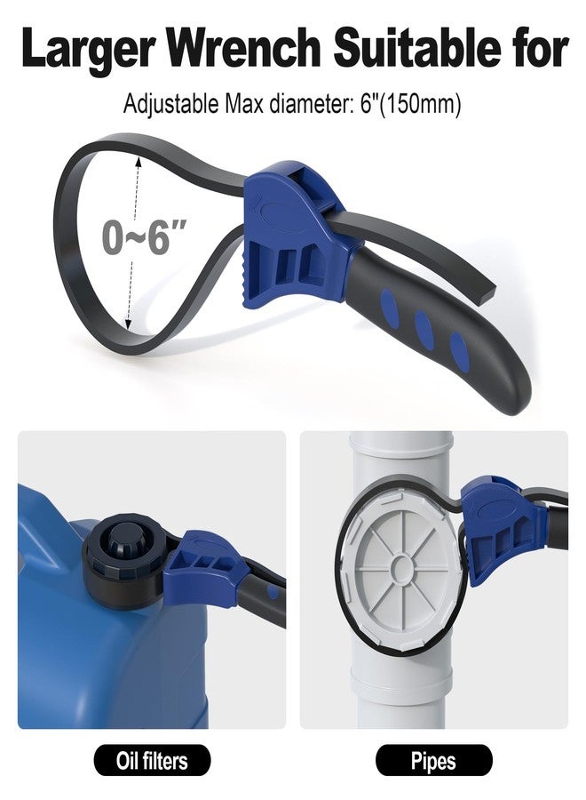 XDENGP Strap Wrench Set, 2pcs Adjustable Rubber Strap Wrench, Oil Filter Strap Wrench, Max Diameter 4" and 6" with Rubber Belt, Jar Opener for Weak Hands - Image 5