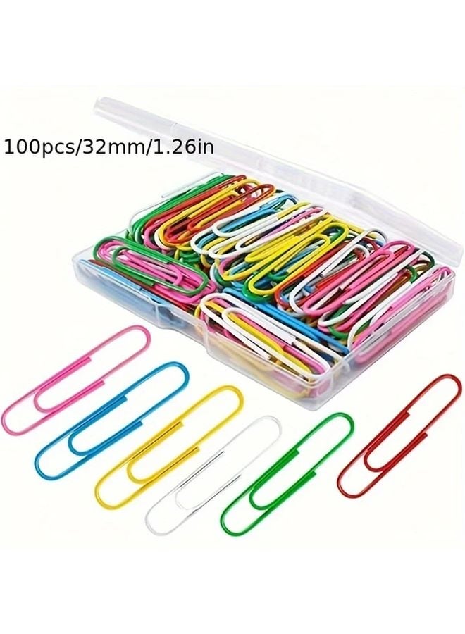 Large Paper Clips 100pcs 1 26inch Multi Colored Coated For Office School Use - Image 1