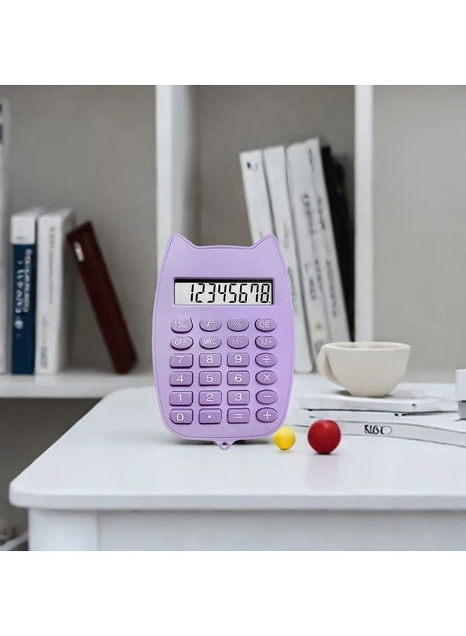 White Mini Cat Shaped Calculator with Soft Chewable Buttons Relax Healing Pocket Sized - Image 5