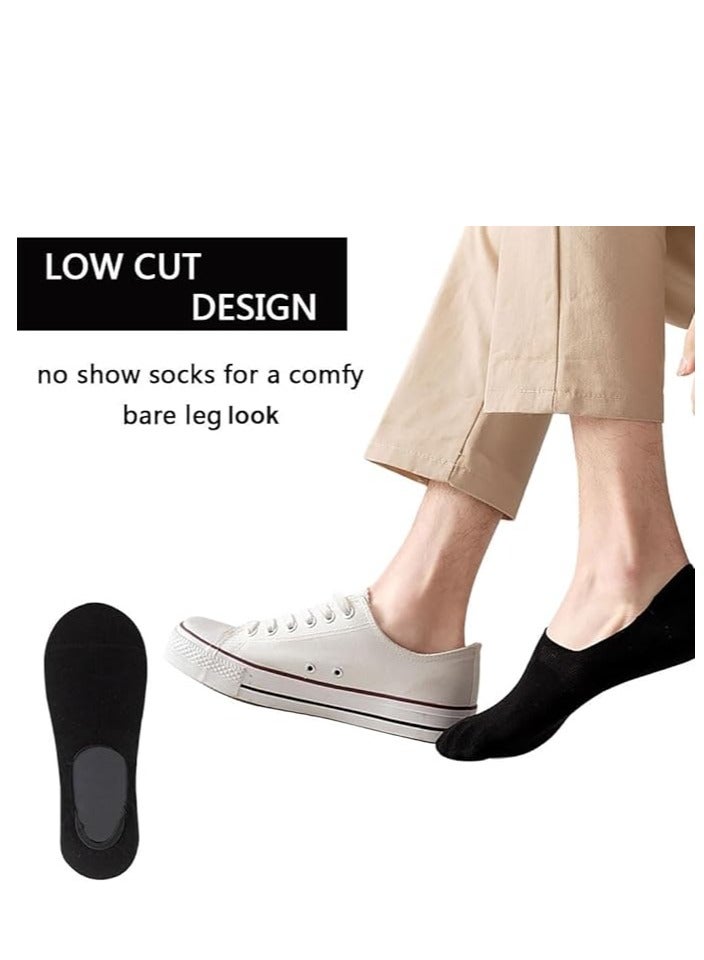 DIAMOND TOE جوارب رجالية غير مرئية 6 أزواج مع وسادة - مصنوعة من القطن المشطوف - جوارب لوفر غير قابلة للانزلاق - مقاس EU 40 إلى 45 (أسود بالكامل - 6 أزواج) - Image 2