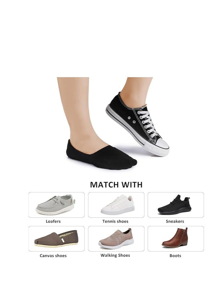 DIAMOND TOE جوارب رجالية غير مرئية 6 أزواج مع وسادة - مصنوعة من القطن المشطوف - جوارب لوفر غير قابلة للانزلاق - مقاس EU 40 إلى 45 (أسود بالكامل - 6 أزواج) - Image 5