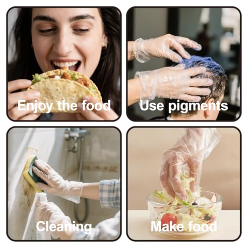 MISSJOJIAY 400 PCS Disposable Plastic Gloves Cleaning Gloves Household Food Safe, Latex-Free, Powder-Free, One Size Fits Most for Cooking, Food Service, Cleaning, Food Handling, Clear Disposable Food Prep Gloves - Image 3