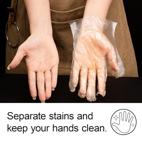 MISSJOJIAY 400 PCS Disposable Plastic Gloves Cleaning Gloves Household Food Safe, Latex-Free, Powder-Free, One Size Fits Most for Cooking, Food Service, Cleaning, Food Handling, Clear Disposable Food Prep Gloves - Image 2