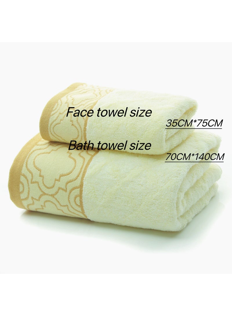 Soft and absorbent cotton thickened and quick drying luxury hotel bath towel set size 70 * 140cm environmentally friendly and durable bathroom daily home spa sports and travel (beige)  - Image 3