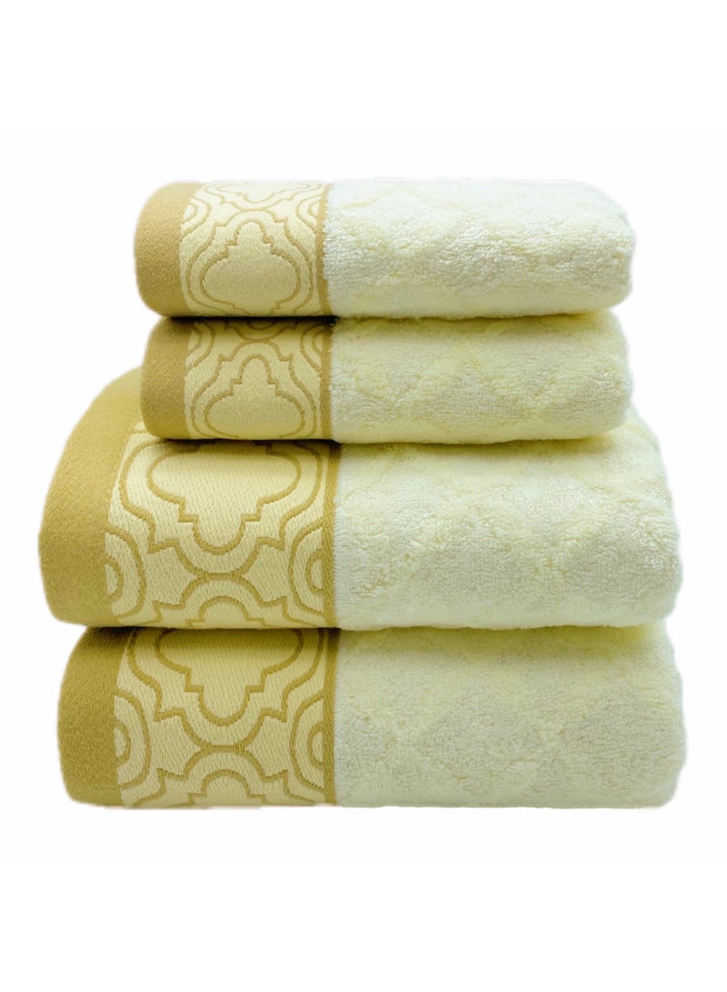 Soft and absorbent cotton thickened and quick drying luxury hotel bath towel set size 70 * 140cm environmentally friendly and durable bathroom daily home spa sports and travel (beige)  - Image 1