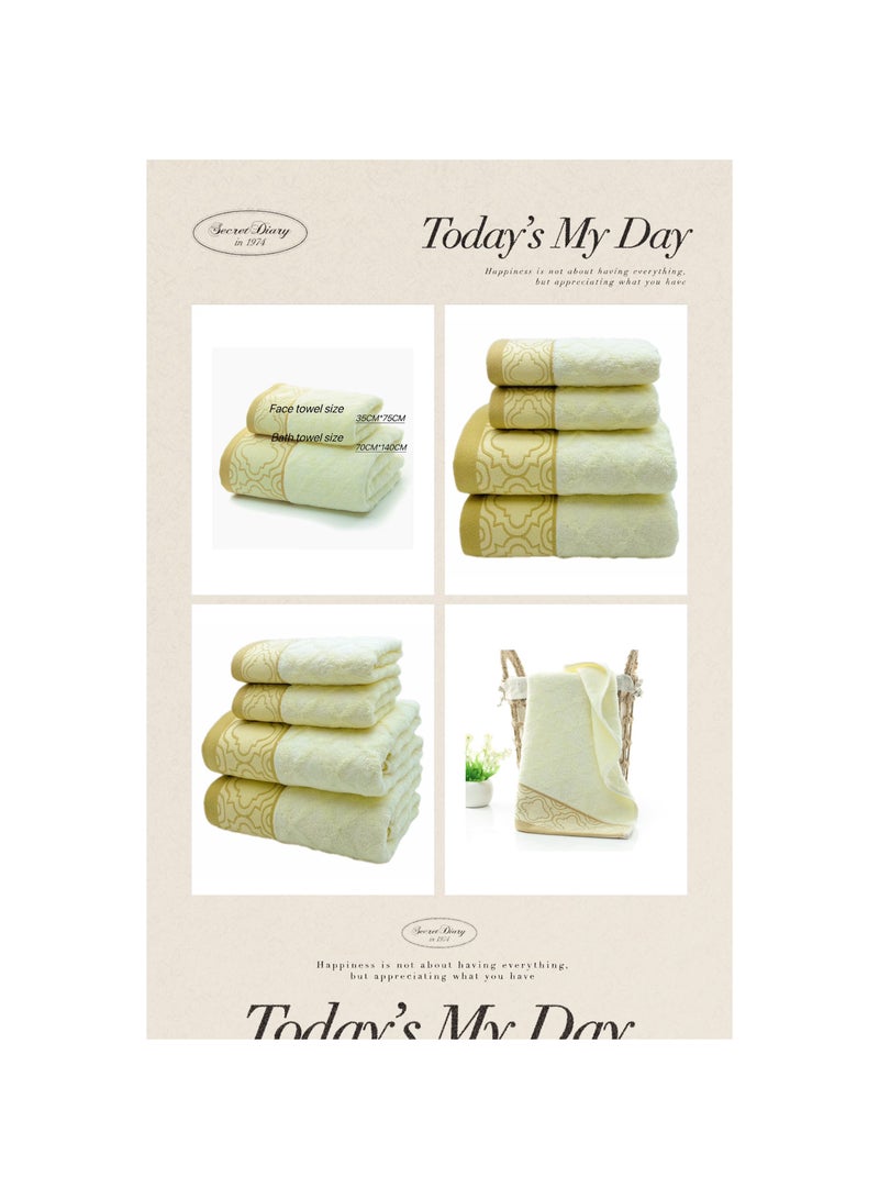 Soft and absorbent cotton thickened and quick drying luxury hotel bath towel set size 70 * 140cm environmentally friendly and durable bathroom daily home spa sports and travel (beige)  - Image 2