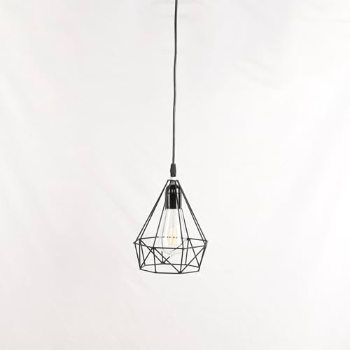 BENE Leon Pendant Lamp, Mild Steel Indoor Geometric Chandelier Modern Hanging Lamp, E-27 Base Ceiling Hanging Light for Home Decor, Kitchen, Living Room, Bedroom, 17 cm (Black, Pack of 2 Pc) - Image 3