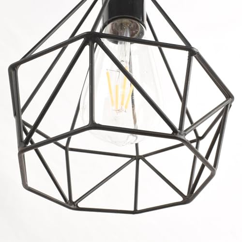 BENE Leon Pendant Lamp, Mild Steel Indoor Geometric Chandelier Modern Hanging Lamp, E-27 Base Ceiling Hanging Light for Home Decor, Kitchen, Living Room, Bedroom, 17 cm (Black, Pack of 2 Pc) - Image 4