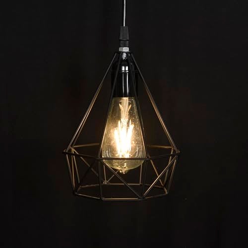 BENE Leon Pendant Lamp, Mild Steel Indoor Geometric Chandelier Modern Hanging Lamp, E-27 Base Ceiling Hanging Light for Home Decor, Kitchen, Living Room, Bedroom, 17 cm (Black, Pack of 2 Pc) - Image 5