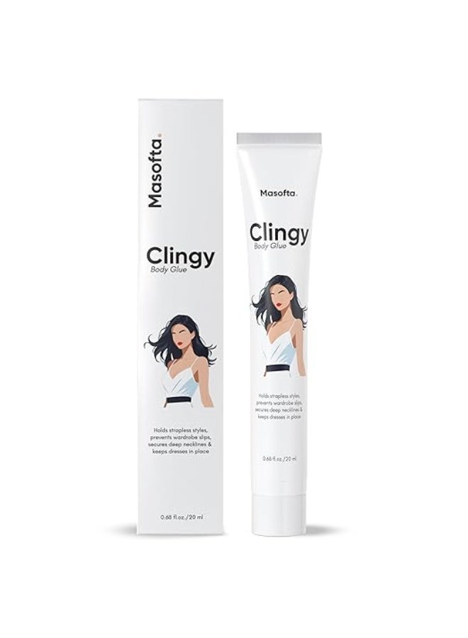 Masofta Clingy Body Glue | Liquid Fashion Tape – Sweat-Resistant, Skin-Safe Adhesive for Fashion & Styling | Strapless Outfit & Dress Fixer, Clothing Hold Roll-On, Secure Fit, Non-Irritating | 20 ml - Image 1