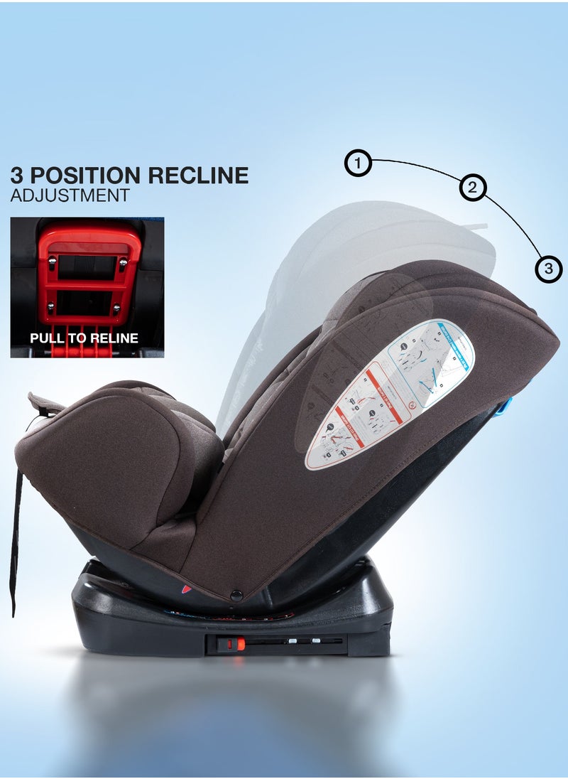 BAYBEE - Convertible Car Seat for Baby 0 to 12 Years with ISOFIX, 3 Position Recline, Headrest Adjustable ECE R44/04 Safety Certified Travel Baby Car Seat for Toddlers Kids Boys Girls Brown - Image 1