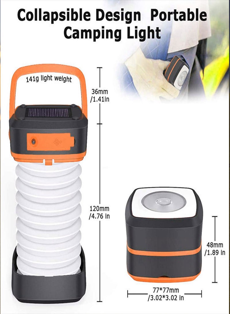 Portable Solar Camping Lantern, LED Collapsible Rechargeable USB Light, IP54 Waterproof Tent Lamp for Hiking, Garden, and Emergency Use, Ideal for Outdoor Activities and Power Outages - Image 3