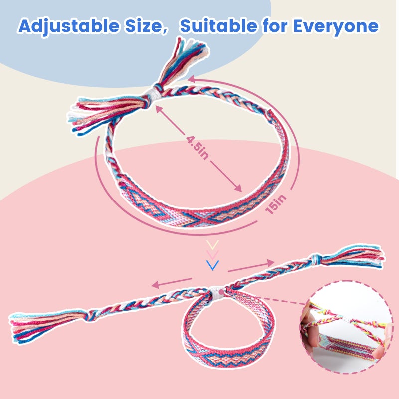 LOVEINUSA 8PCS Woven Friendship Bracelet, Nepal Style Woven Bracelets Braided Friendship Bracelets for Kids Girls Women and Teens Handmade Favor End of Year Gifts - Image 2