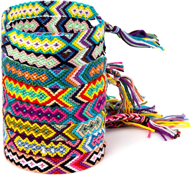 LOVEINUSA 8PCS Woven Friendship Bracelet, Nepal Style Woven Bracelets Braided Friendship Bracelets for Kids Girls Women and Teens Handmade Favor End of Year Gifts - Image 1