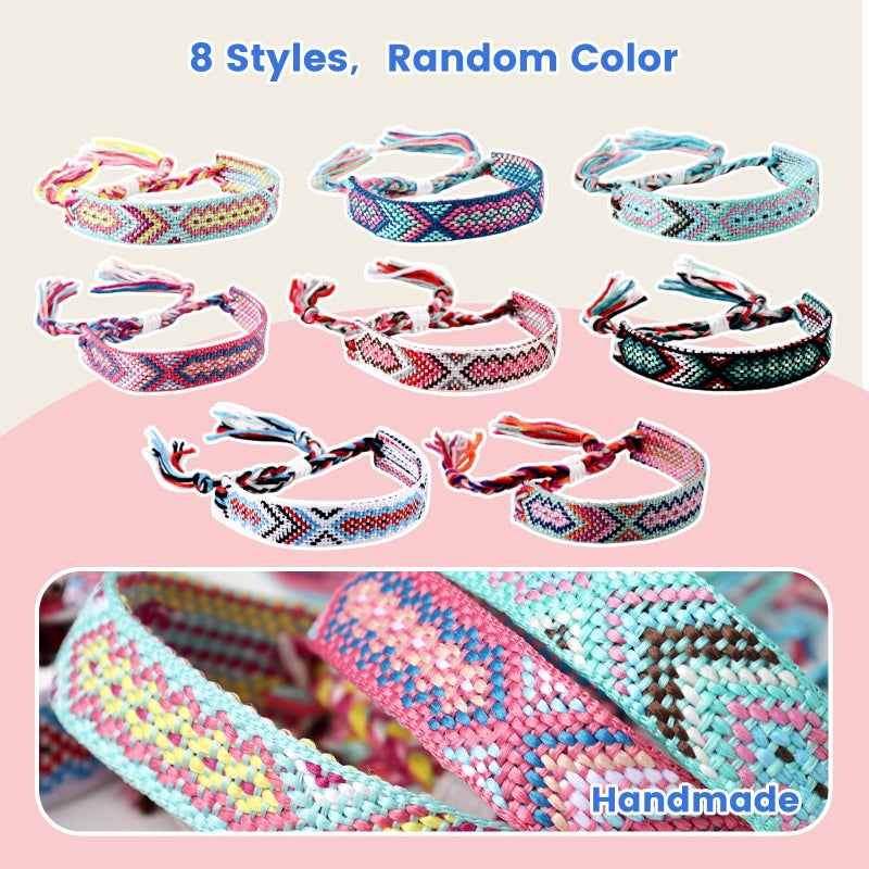 LOVEINUSA 8PCS Woven Friendship Bracelet, Nepal Style Woven Bracelets Braided Friendship Bracelets for Kids Girls Women and Teens Handmade Favor End of Year Gifts - Image 3
