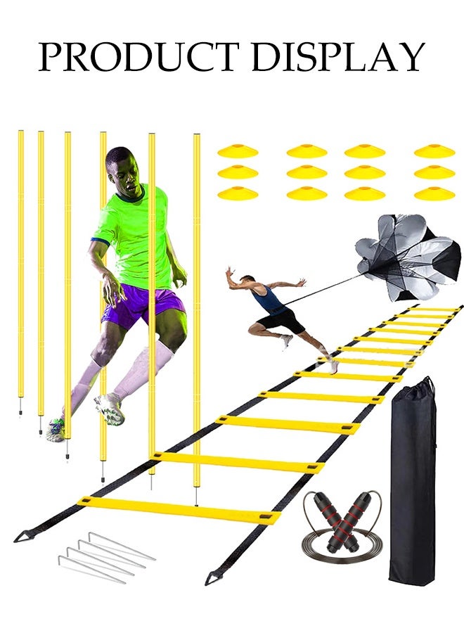 DUNISO Speed Agility Training Kit，Football Kick Trainer，Football Training Equipment，With Triangle Buckle, Ground Nail, Resistance Umbrella, Hurdle, Elastic Band, Storage Rack, Disc, Tensioner, Skipping Rope，Suitable For Physical Education Teachers, Coaches, Athletes, And Beginners  - Image 2