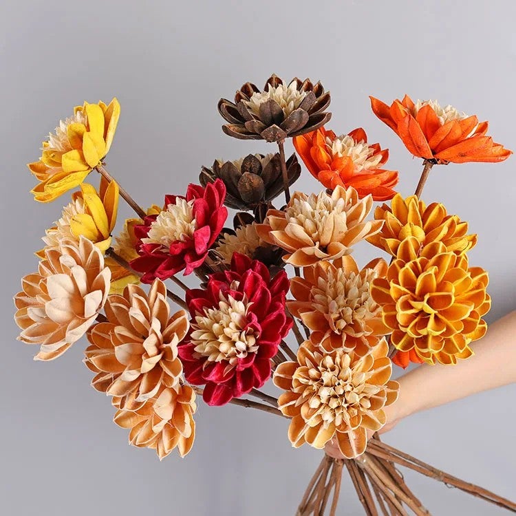 Bluejw Bulk Decorative Dried & Preserved Flowers Arrangements - Natural Dry Plants & Handmade Wooden Flower Décor - Image 5