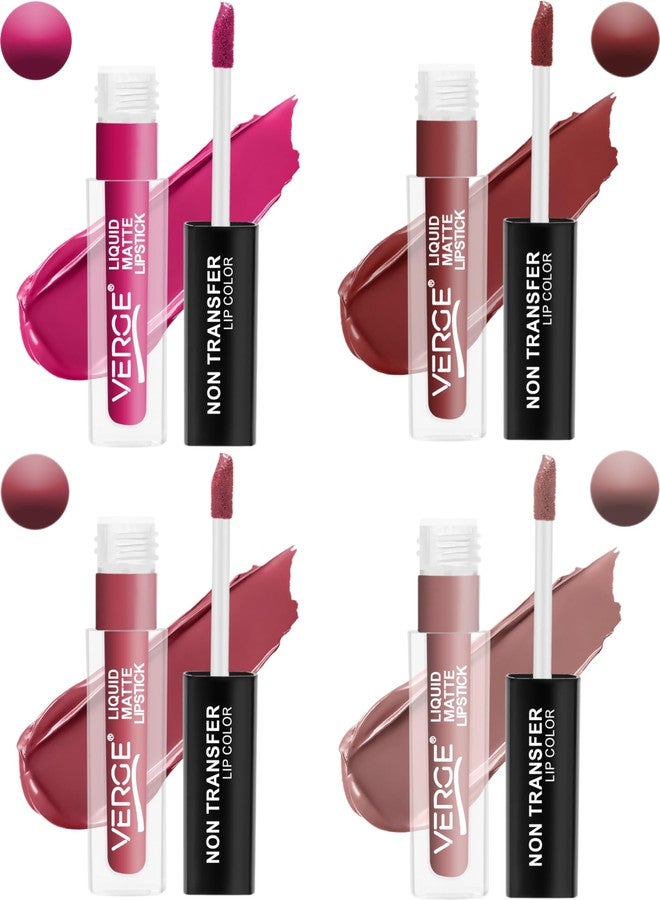 VERGE Lip Shots Non Transfer Waterproof Liquid Lip Color With Long Stay & Matte Finish (Pack Of 4) (Must Have) - Image 3