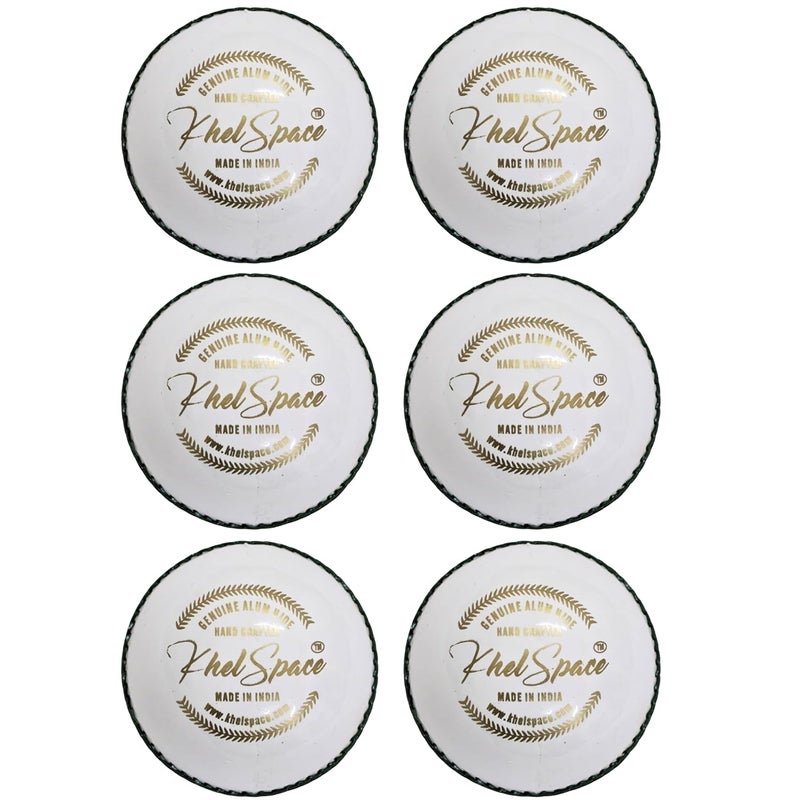 KS-20 Leather White Cricket Ball | Hand-Stitched | Professional Grade | Ideal for Day/Night Matches, Practice & Tournaments (6)