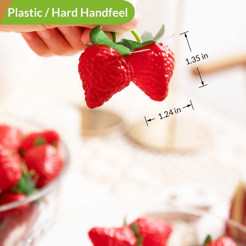 Joeabor 60 Pieces Fake Strawberries D?cor  Fake Fruit Artificial Strawberry Kitchen D?cor  Plastic Strawberry Party Decorations  Realistic Fake Food Lifelike for Display Photography Props - Image 4
