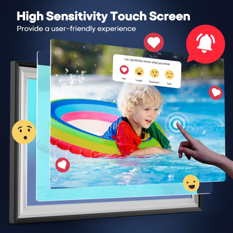 BIGASUO Digital Picture Frame Frameo 15.6" WiFi Electronic Photo Frames Large with 64GB Memory 1920x1080 IPS FHD Touch Screen Share Moments Instantly Anywhere Photo Gifts for Parents and Grandparents - Image 4