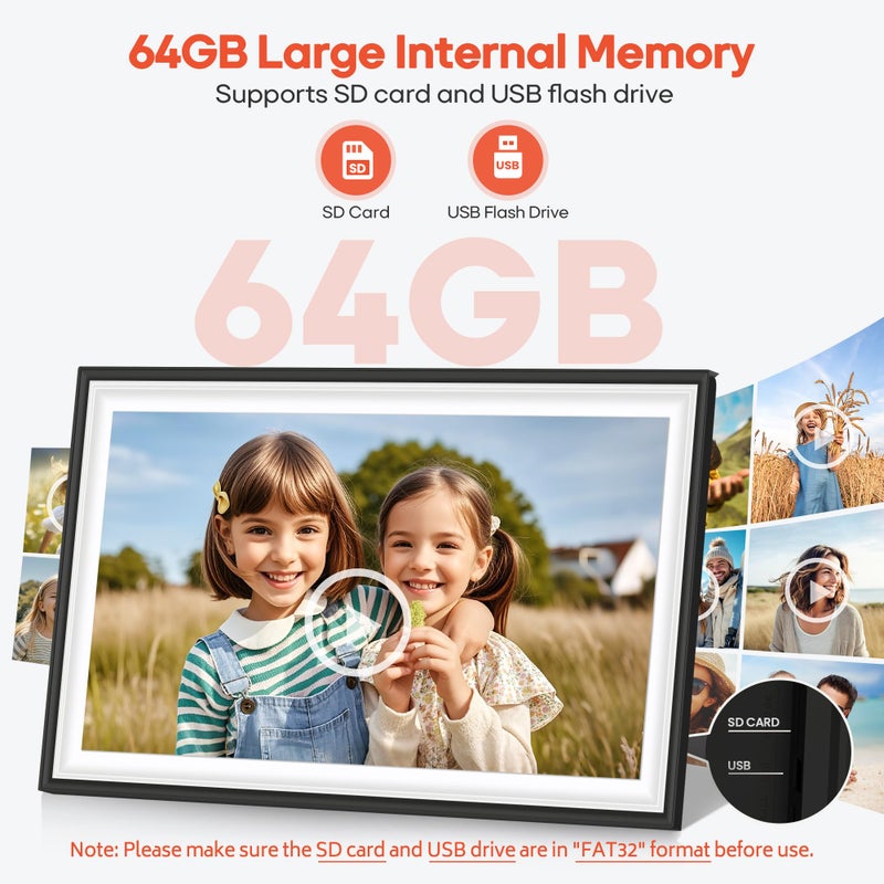 BIGASUO Digital Picture Frame Frameo 15.6" WiFi Electronic Photo Frames Large with 64GB Memory 1920x1080 IPS FHD Touch Screen Share Moments Instantly Anywhere Photo Gifts for Parents and Grandparents - Image 3