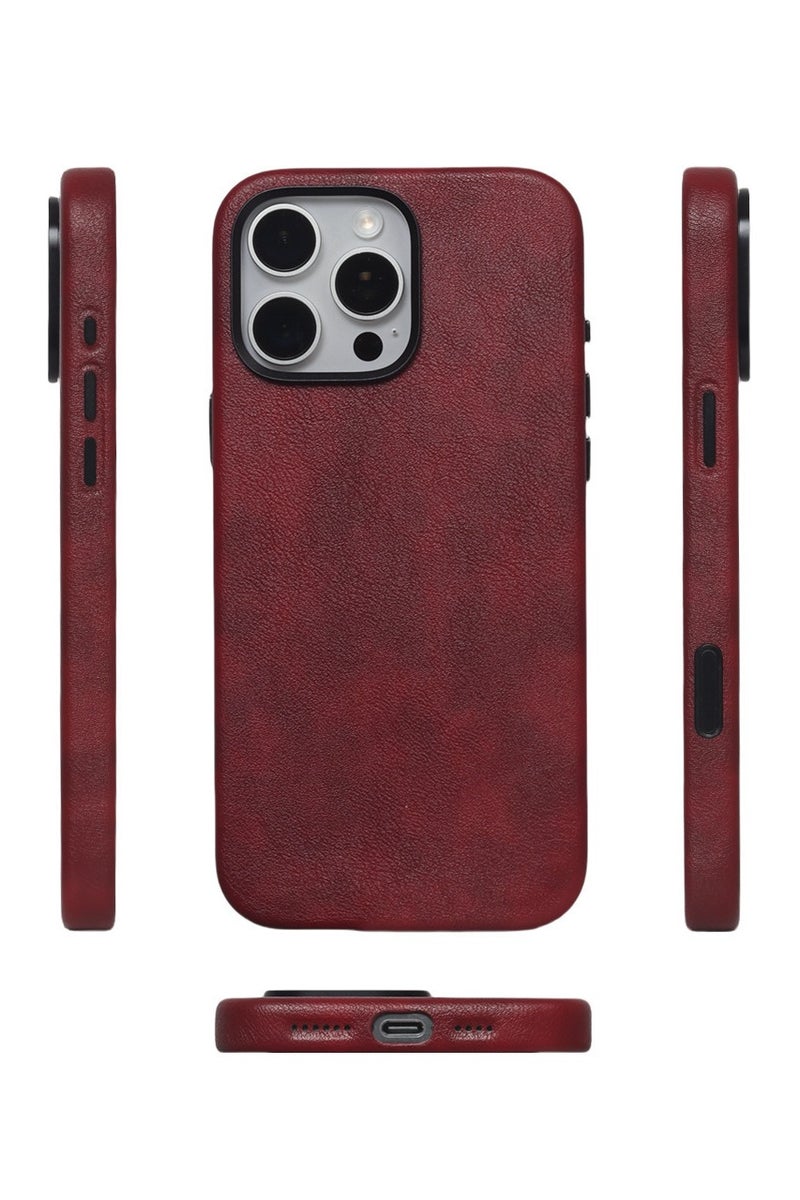 For iPhone 16 Pro Max Leather Case, Business Luxury Classic PU Leather Elegant Designer Men Cover Soft Non-Slip Grip Phone Cases for iPhone 16 Pro Max - Image 1
