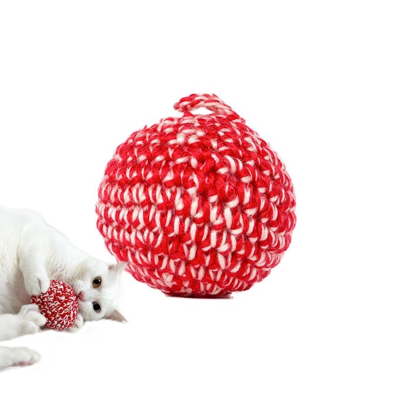 JAYU PET Red Cat Ball [W/O Bell Version] - Handmade Silvervine Cat Toy with Catnip, Interactive Matatabi Ball for Indoor Cats & Kittens, Feline Play Toy & Gift (2.7 inch) - Image 1