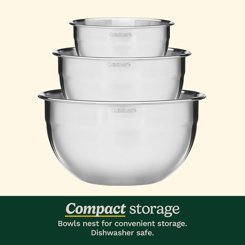 Cuisinart Mixing Bowl Set, Stainless Steel, 3-Piece, CTG-00-SMB - Image 3